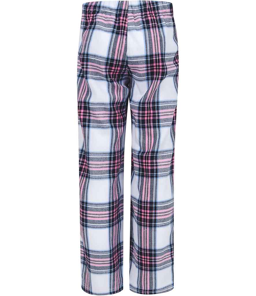 SF Clothing Kids Tartan Lounge Pants | White/Pink Trousers - Lancashire Teamwear