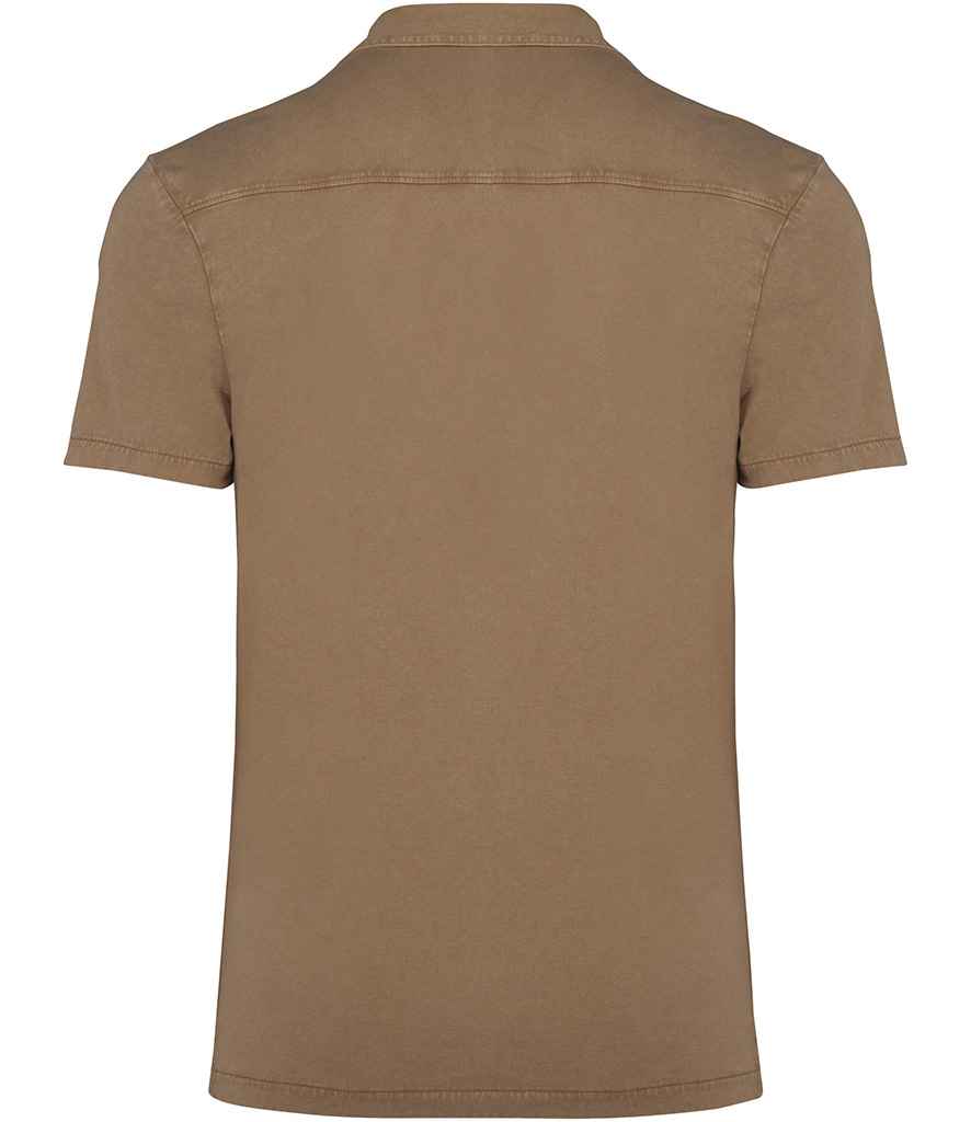 Spasso Jersey Short Sleeve Bowling Collar Shirt | Washed Cream Coffee - Lancashire Teamwear