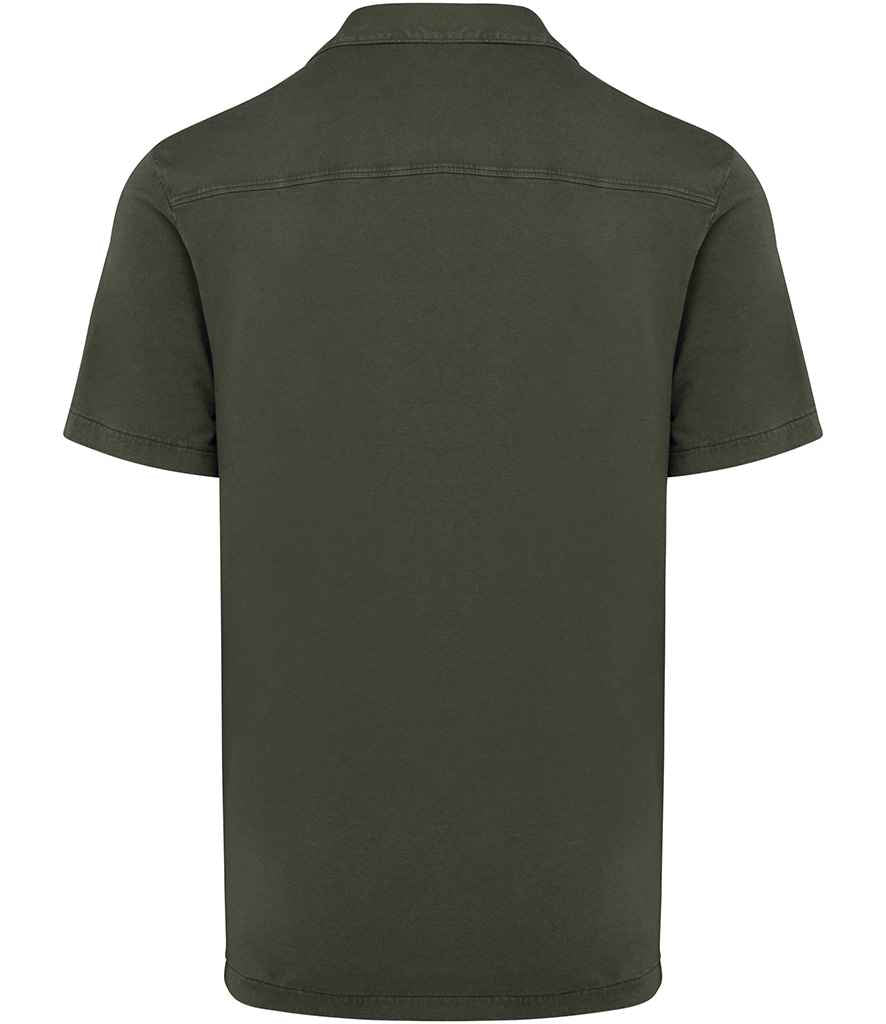 Spasso Jersey Short Sleeve Bowling Collar Shirt | Washed Organic Khaki - Lancashire Teamwear