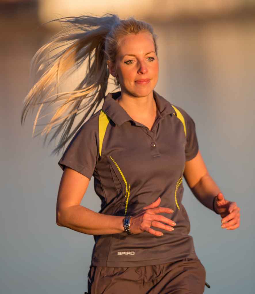 Spiro Ladies Team Spirit Polo Shirt | Grey/Lime Green - Lancashire Teamwear