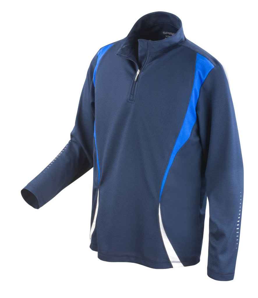 Spiro Unisex Zip Neck Trial Training Top Navy/Royal Blue/White