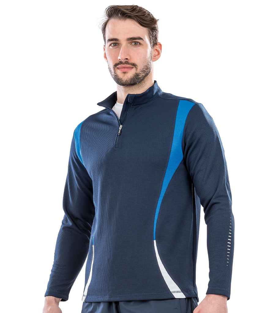 Spiro Unisex Zip Neck Trial Training Top | Navy/Royal Blue/White Sweatshirt - Lancashire Teamwear