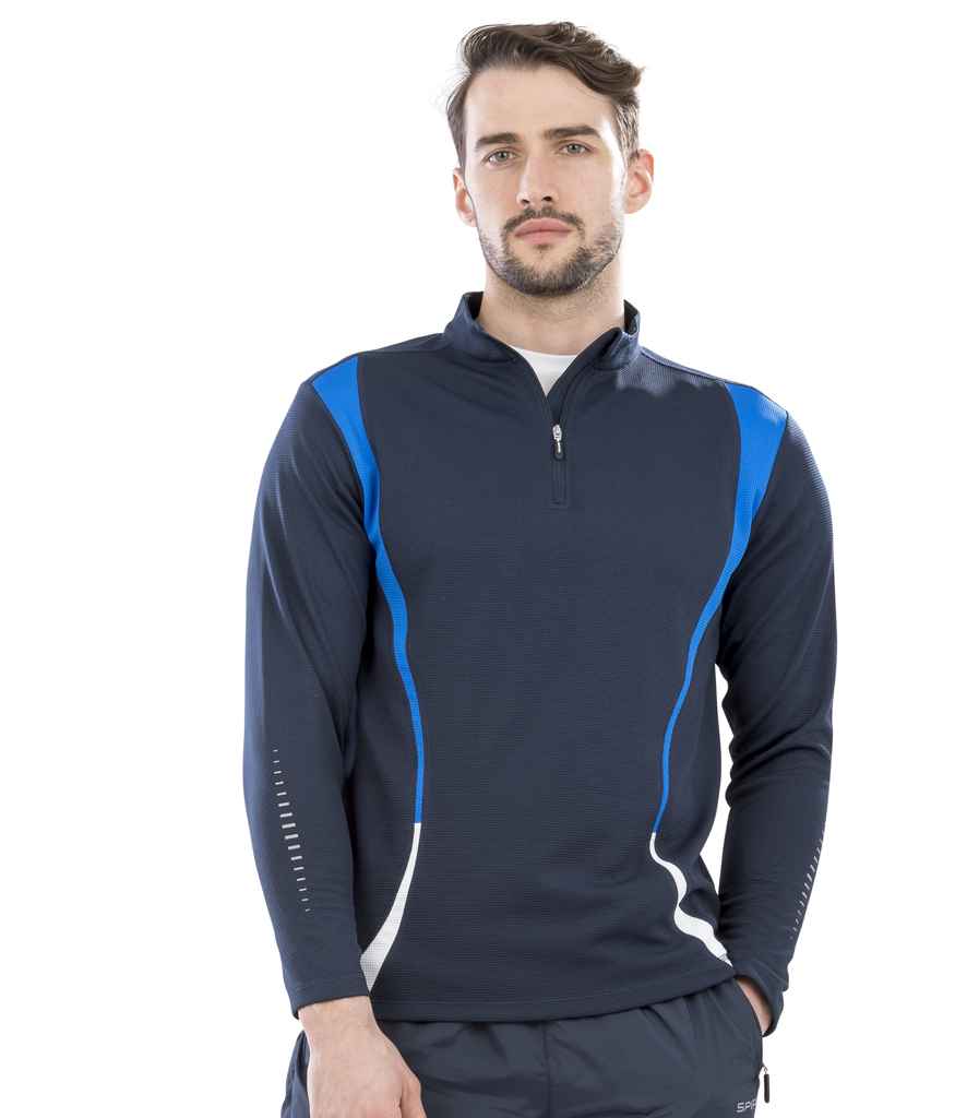 Spiro Unisex Zip Neck Trial Training Top | Navy/Royal Blue/White Sweatshirt - Lancashire Teamwear