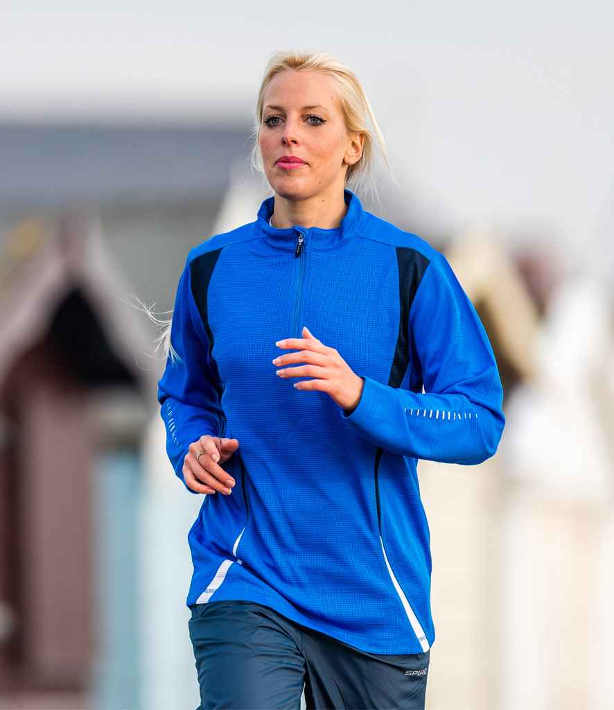 Spiro Unisex Zip Neck Trial Training Top | Royal Blue/Navy/White Sweatshirt - Lancashire Teamwear