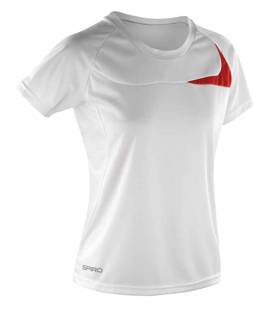 Spiro Ladies Dash Training Shirt | White/Red T-Shirt - Lancashire Teamwear