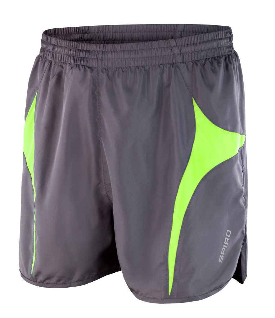 Spiro Micro-Lite Running Shorts | Grey/Lime Green - Lancashire Teamwear