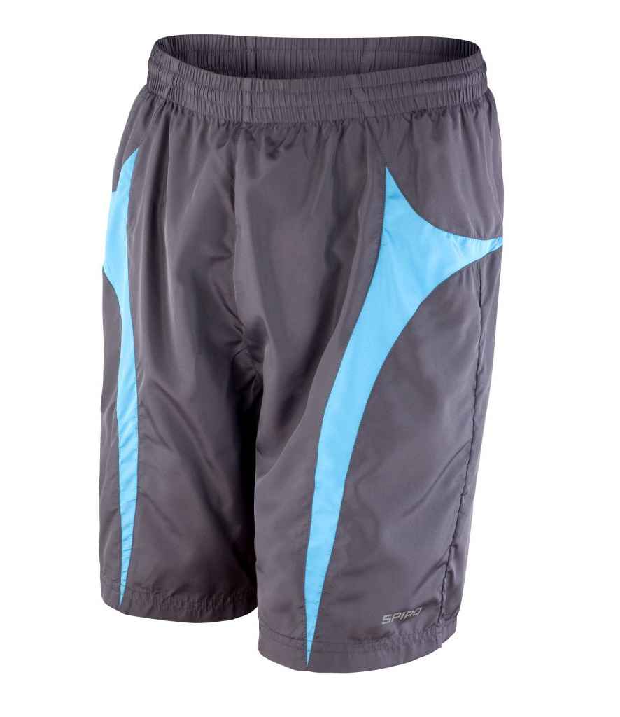 Spiro Micro-Lite Mesh Lined Team Shorts | Grey/Aqua - Lancashire Teamwear