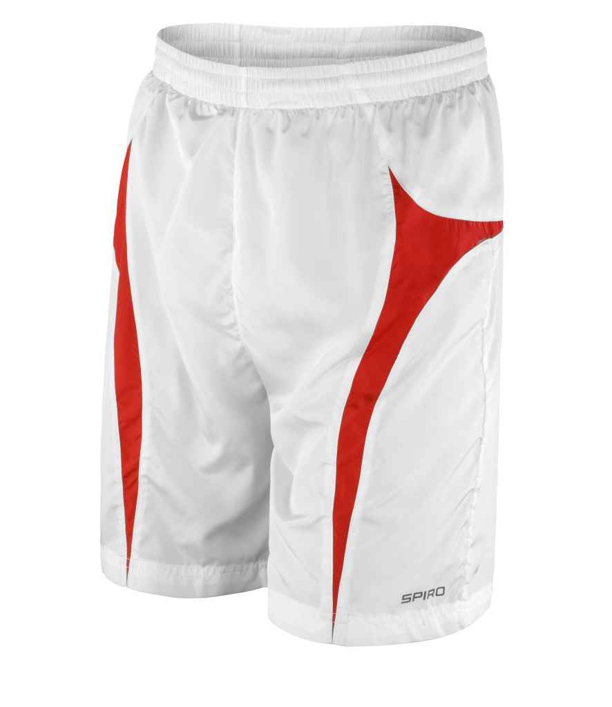 Spiro Micro-Lite Mesh Lined Team Shorts | White/Red - Lancashire Teamwear