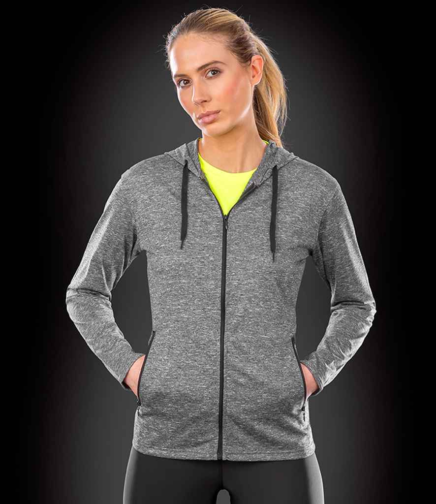 Spiro Ladies Hooded T-Shirt Jacket | Marl Grey - Lancashire Teamwear
