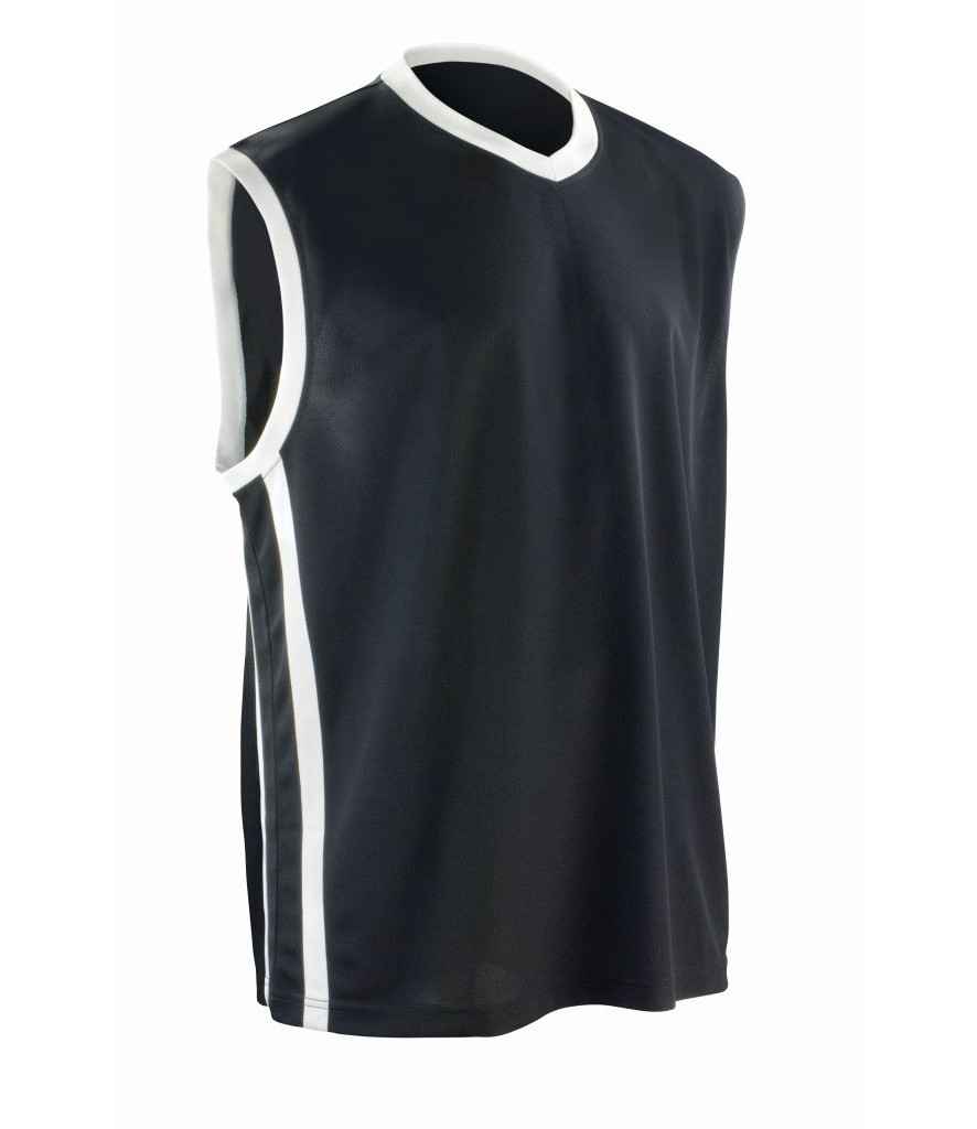 Spiro Basketball Top | Black/White T-Shirt - Lancashire Teamwear