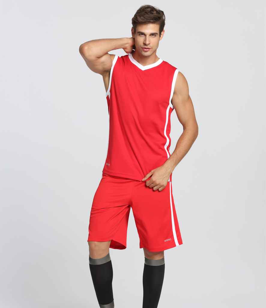 Spiro Basketball Top | Red/White T-Shirt - Lancashire Teamwear