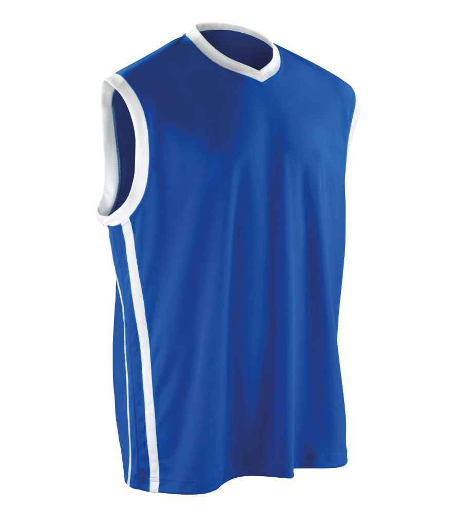 Spiro Basketball Top | Royal Blue/White T-Shirt - Lancashire Teamwear
