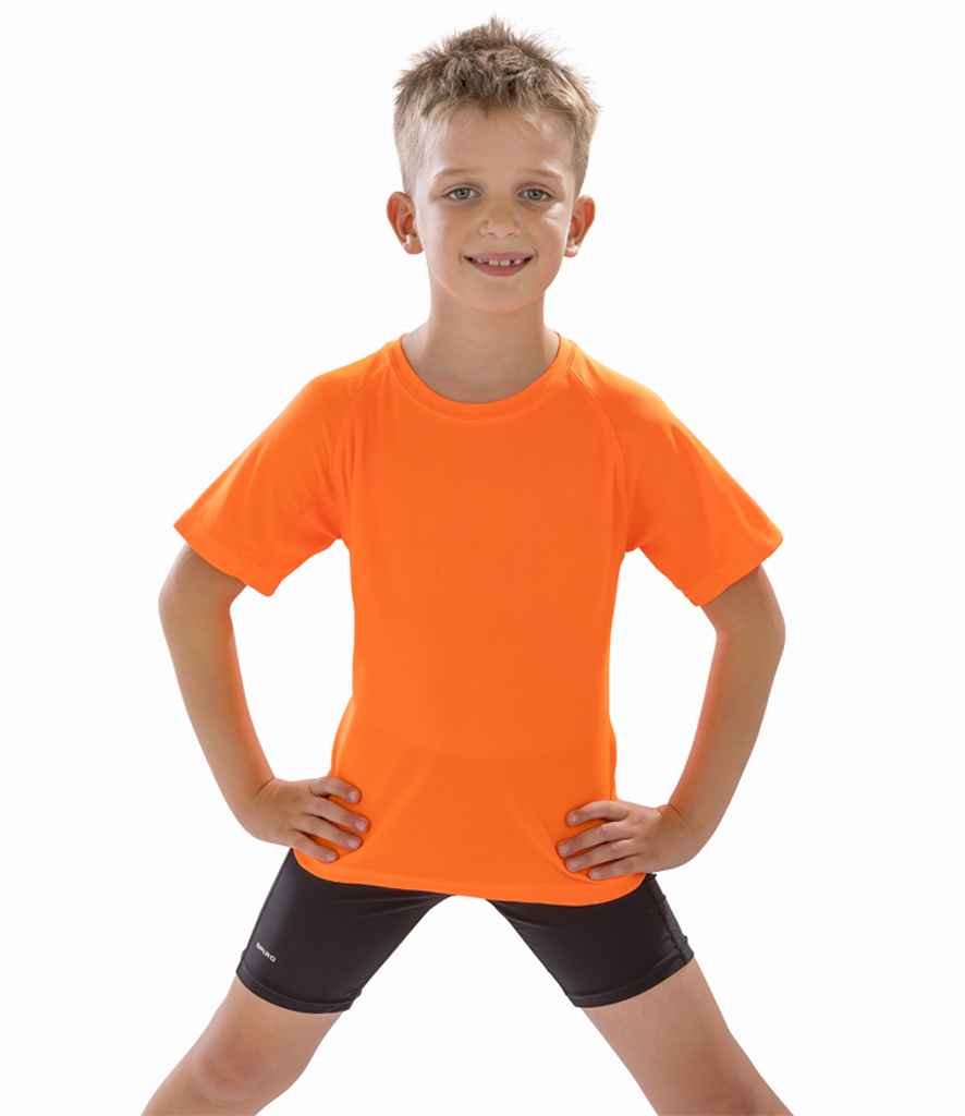 Spiro Kids Impact Performance Aircool T-Shirt | Flo Orange - Lancashire Teamwear