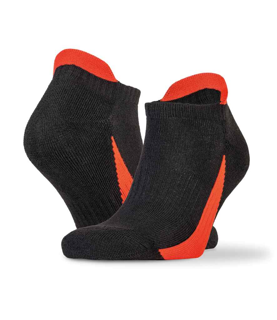 Spiro 3 Pack Sports Sneaker Socks | Black/Red - Lancashire Teamwear