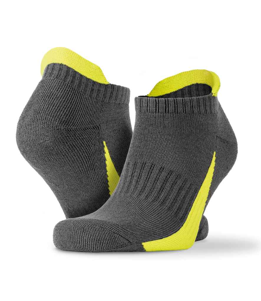 Spiro 3 Pack Sports Sneaker Socks Grey/Lime Green
