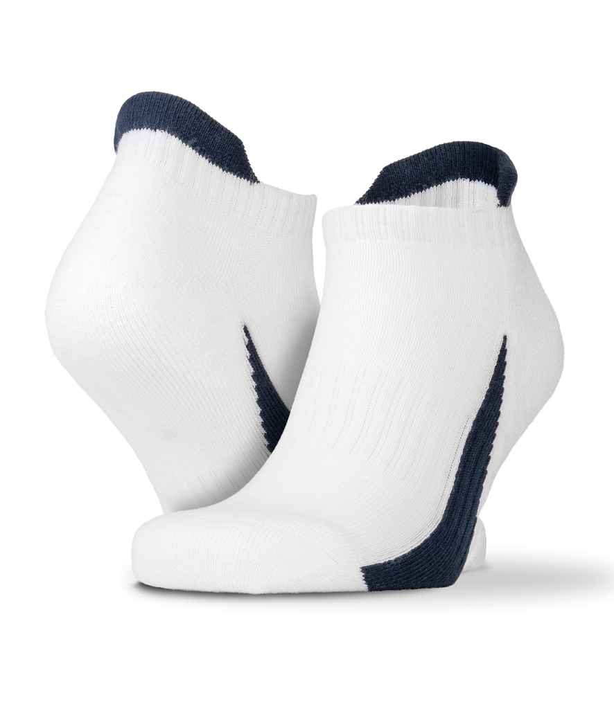 Spiro 3 Pack Sports Sneaker Socks | White/Navy - Lancashire Teamwear