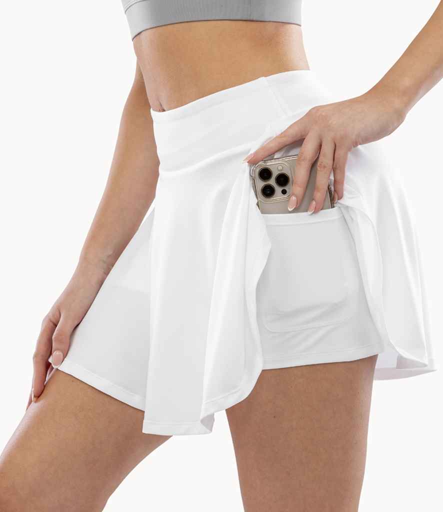 Spiro Ladies Recycled Fitness Skort | White Skirt - Lancashire Teamwear