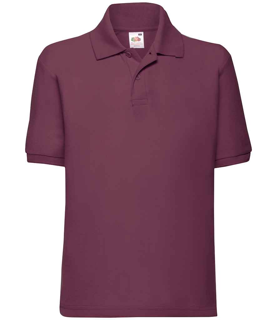 Fruit of the Loom Kids Poly/Cotton Piqué Polo Shirt | Burgundy - Lancashire Teamwear