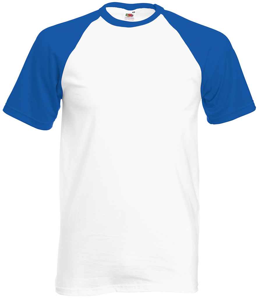 Fruit of the Loom Contrast Baseball T-Shirt White/Royal Blue