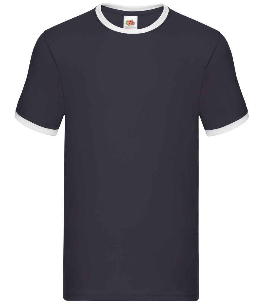 Fruit of the Loom Contrast Ringer T-Shirt Navy/White
