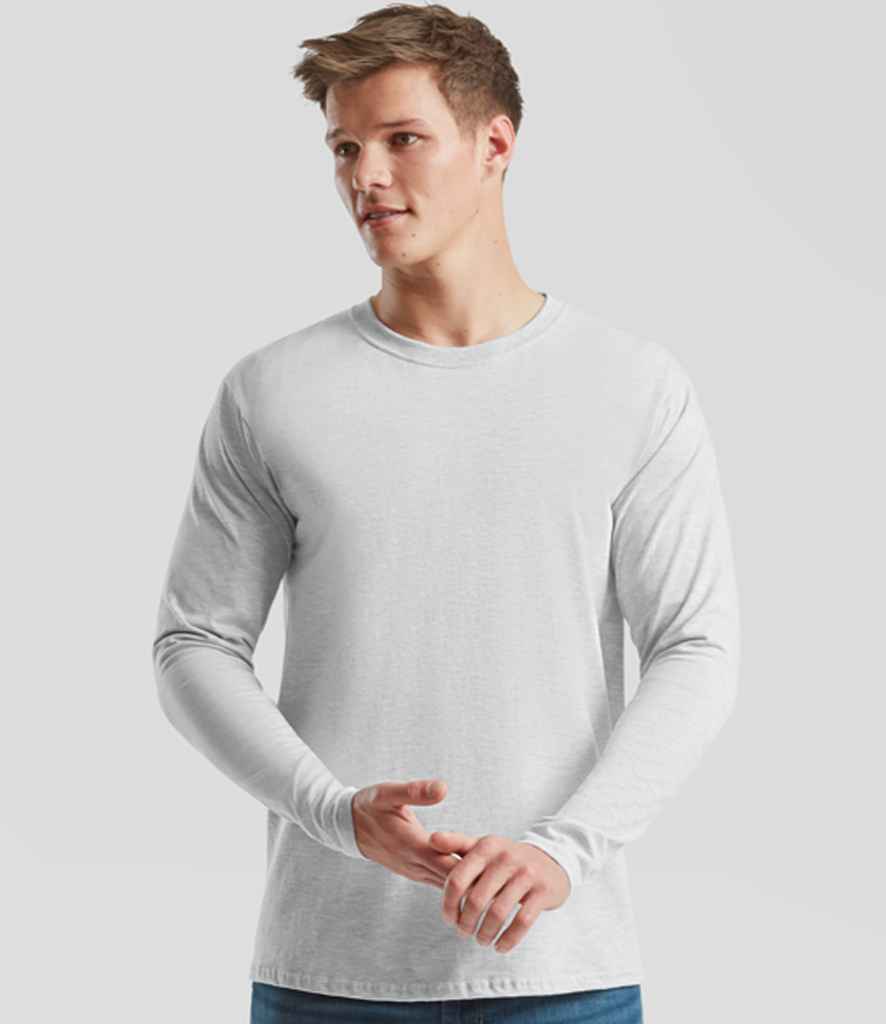Fruit of the Loom Iconic 195 Long Sleeve T-Shirt | Heather Grey - Lancashire Teamwear