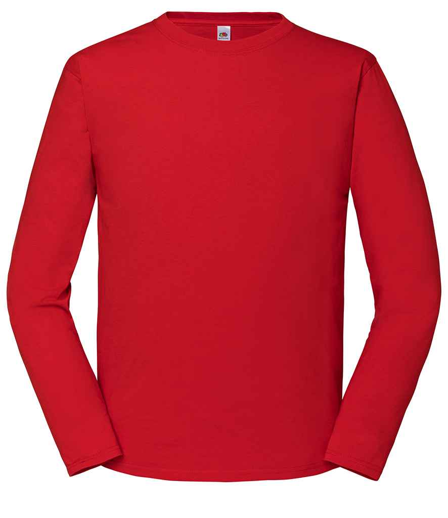 Fruit of the Loom Iconic 195 Long Sleeve T-Shirt | Red - Lancashire Teamwear