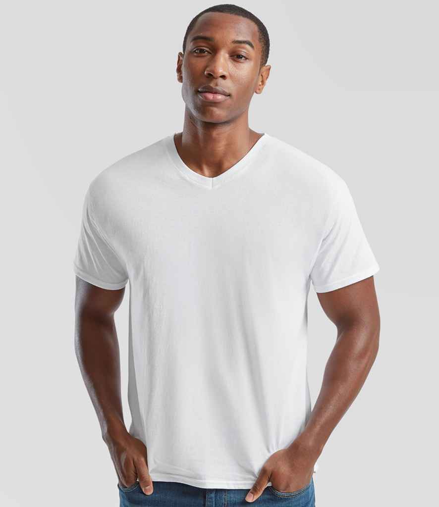 Fruit of the Loom Original V Neck T-Shirt | White - Lancashire Teamwear