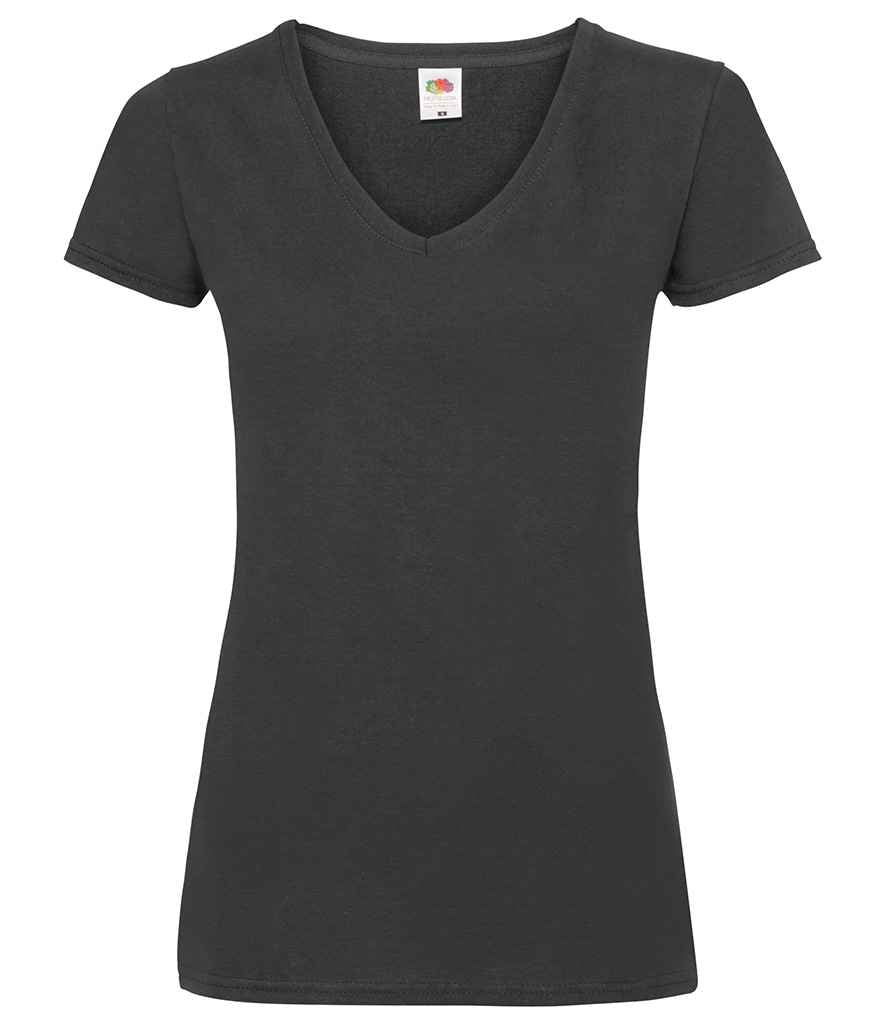 Fruit of the Loom Lady Fit Value V Neck T-Shirt | Black - Lancashire Teamwear