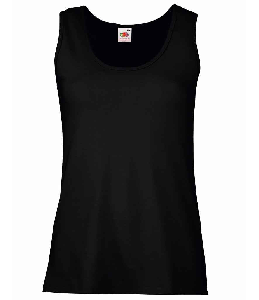 Fruit of the Loom Lady Fit Value Vest | Black T-Shirt - Lancashire Teamwear