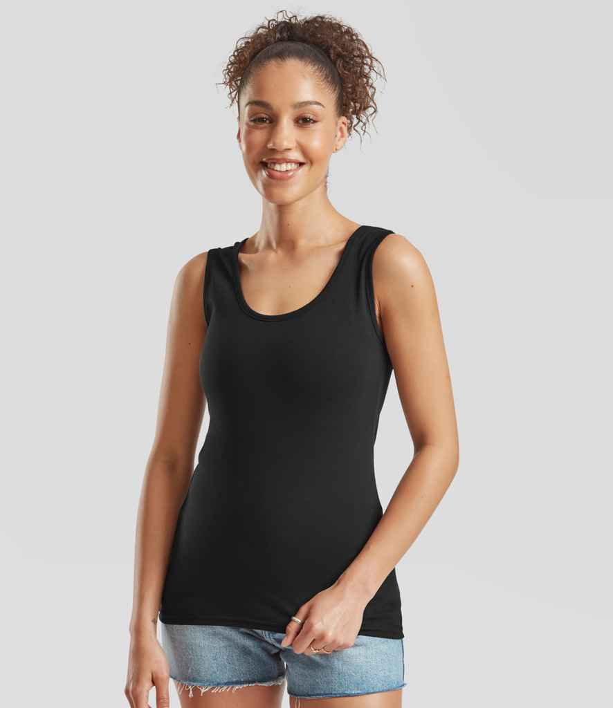 Fruit of the Loom Lady Fit Value Vest | Black T-Shirt - Lancashire Teamwear