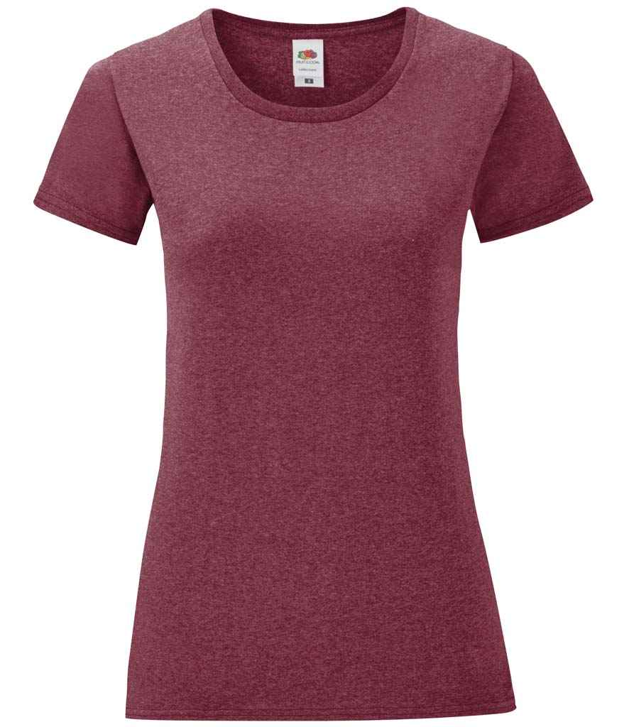 Fruit of the Loom Ladies Iconic 150 T-Shirt | Heather Burgundy Heather Burgundy