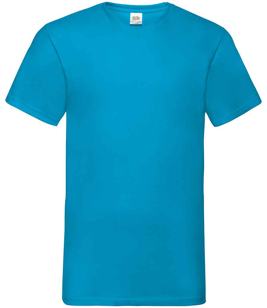 Fruit of the Loom V Neck Value T-Shirt | Azure - Lancashire Teamwear