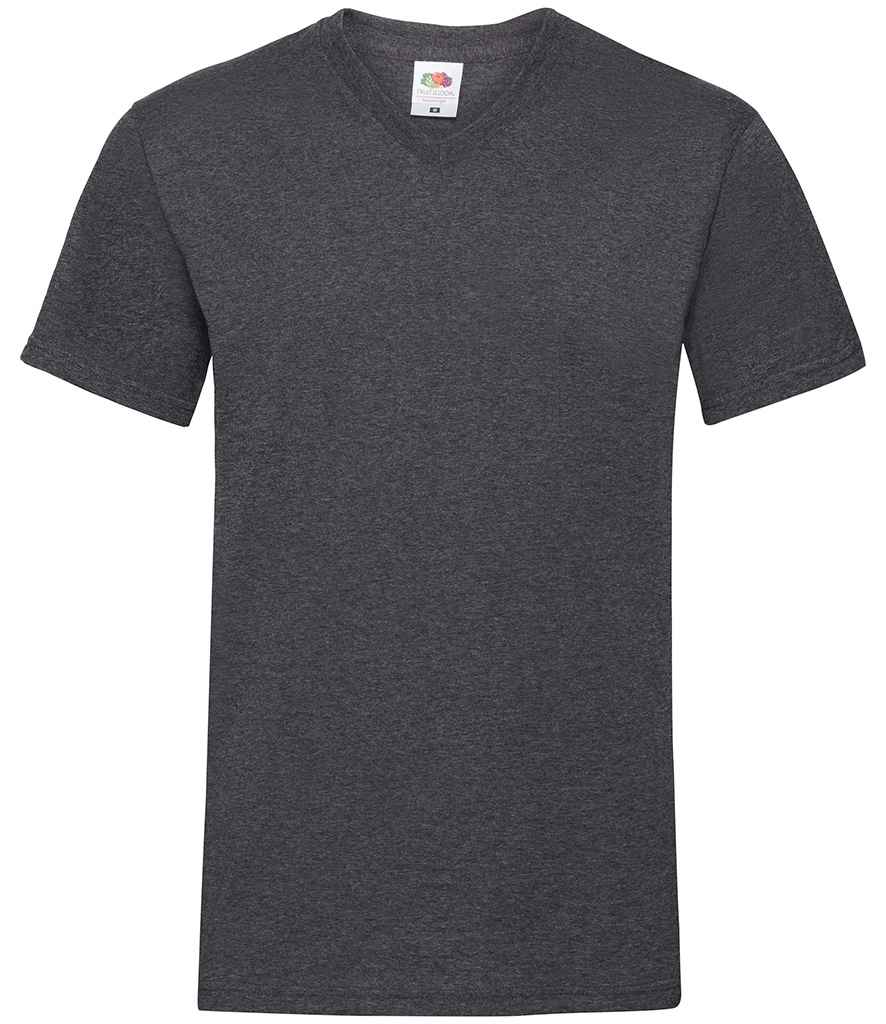 Fruit of the Loom V Neck Value T-Shirt | Dark Heather - Lancashire Teamwear