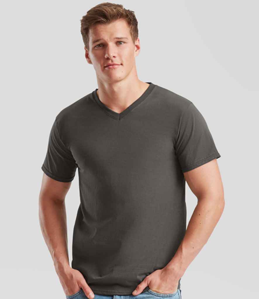 Fruit of the Loom V Neck Value T-Shirt | Light Graphite - Lancashire Teamwear