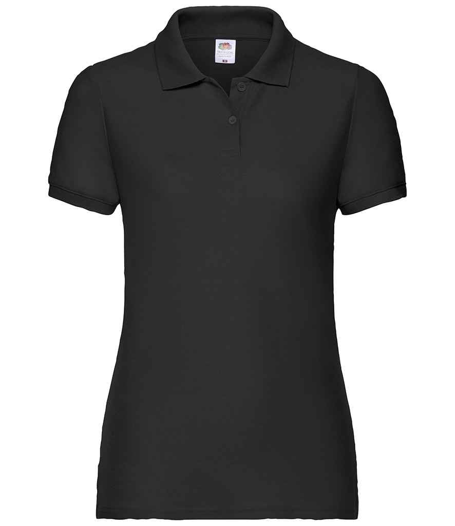 Fruit of the Loom Lady Fit Piqué Polo Shirt | Black - Lancashire Teamwear