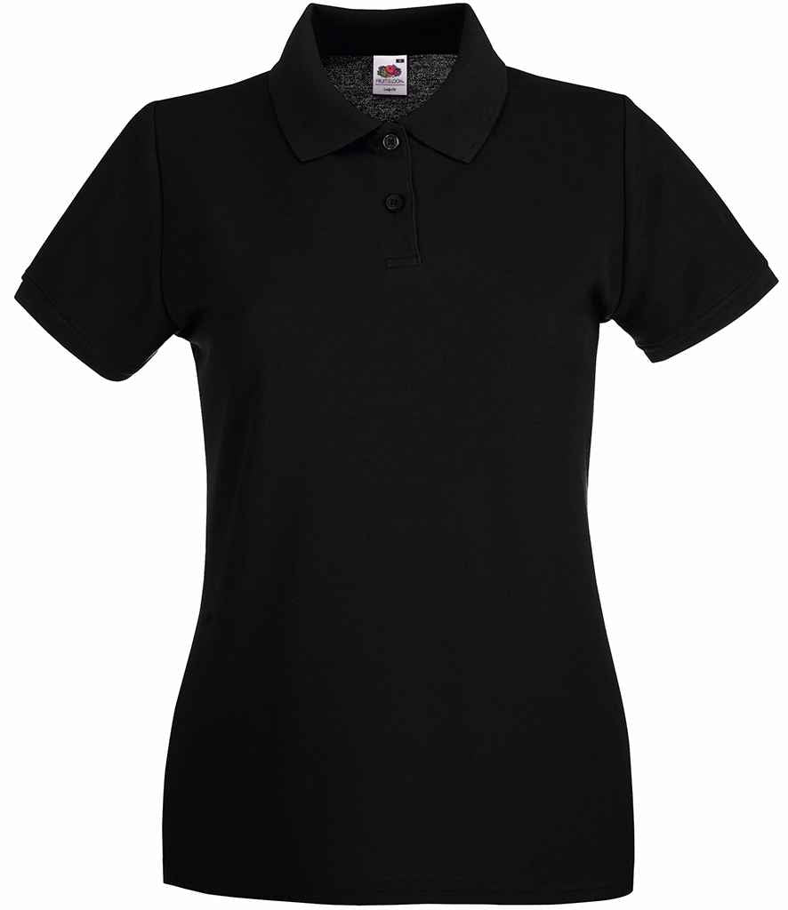 Fruit of the Loom Lady-Fit Premium Cotton Piqué Polo Shirt | Black - Lancashire Teamwear