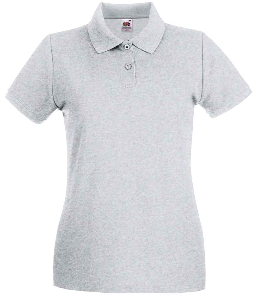 Fruit of the Loom Lady-Fit Premium Cotton Piqué Polo Shirt | Heather Grey - Lancashire Teamwear