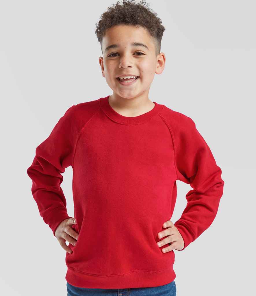 Fruit of the Loom Kids Classic Raglan Sweatshirt | Red - Lancashire Teamwear