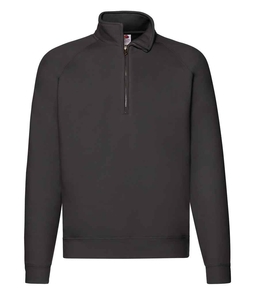 Fruit of the Loom Premium Zip Neck Sweatshirt | Black - Lancashire Teamwear