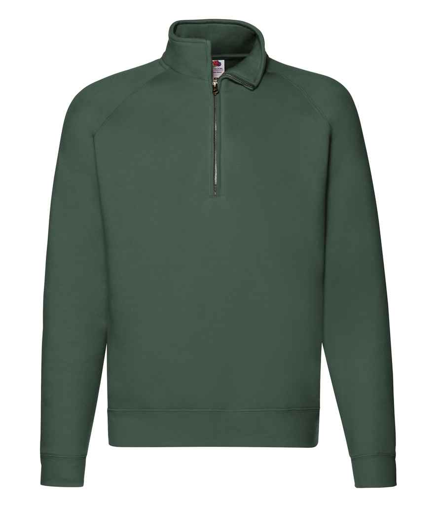 Fruit of the Loom Premium Zip Neck Sweatshirt | Bottle Green - Lancashire Teamwear