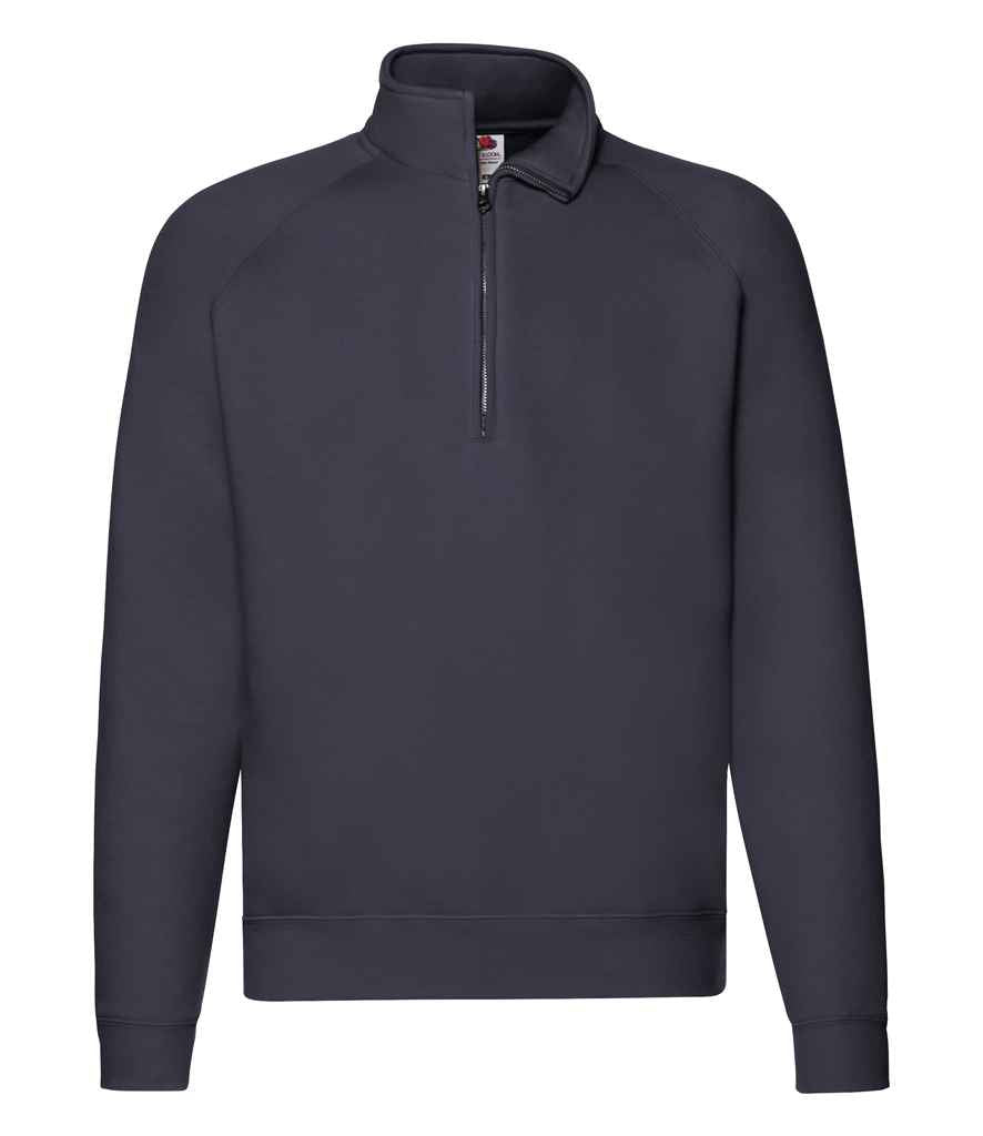 Fruit of the Loom Premium Zip Neck Sweatshirt | Deep Navy - Lancashire Teamwear