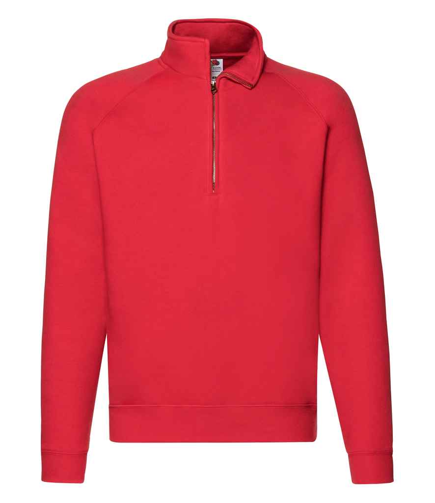 Fruit of the Loom Premium Zip Neck Sweatshirt | Red - Lancashire Teamwear