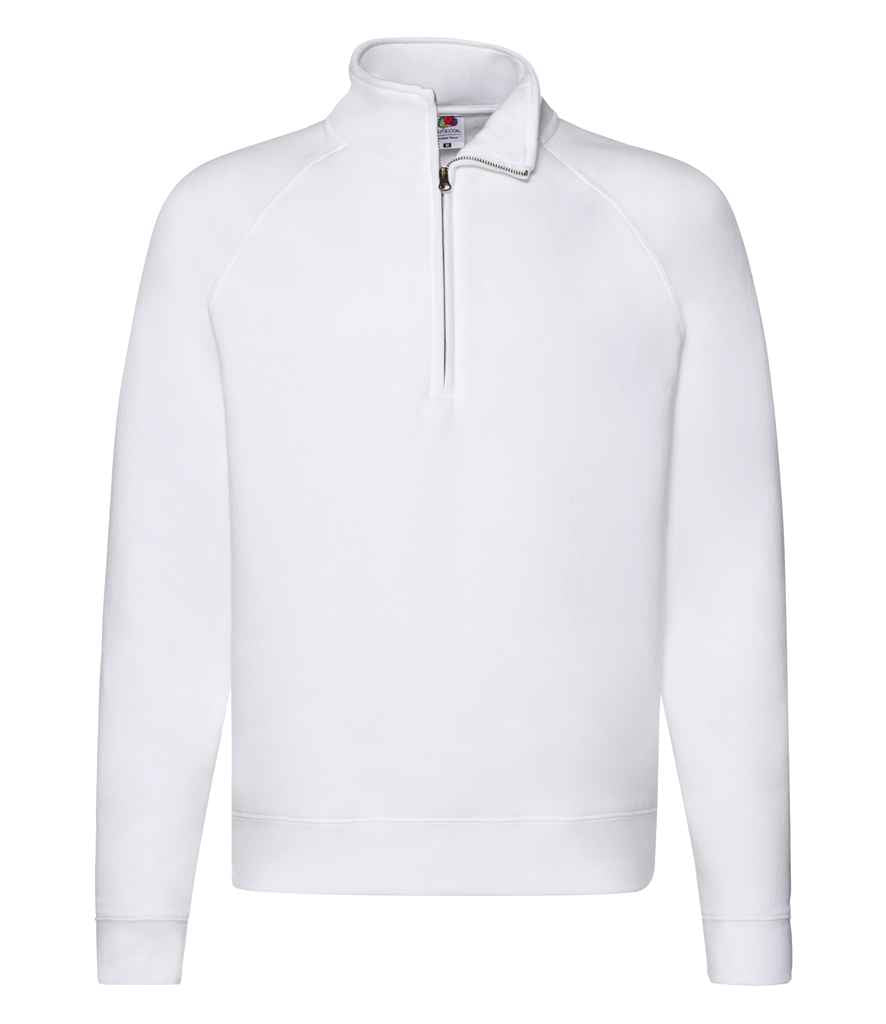 Fruit of the Loom Premium Zip Neck Sweatshirt | White - Lancashire Teamwear