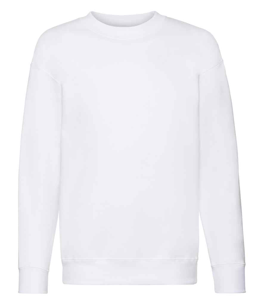 Fruit of the Loom Kids Premium Drop Shoulder Sweatshirt | White - Lancashire Teamwear