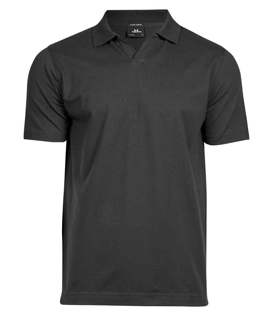 Tee Jays Luxury Stretch V Neck Polo Shirt Black