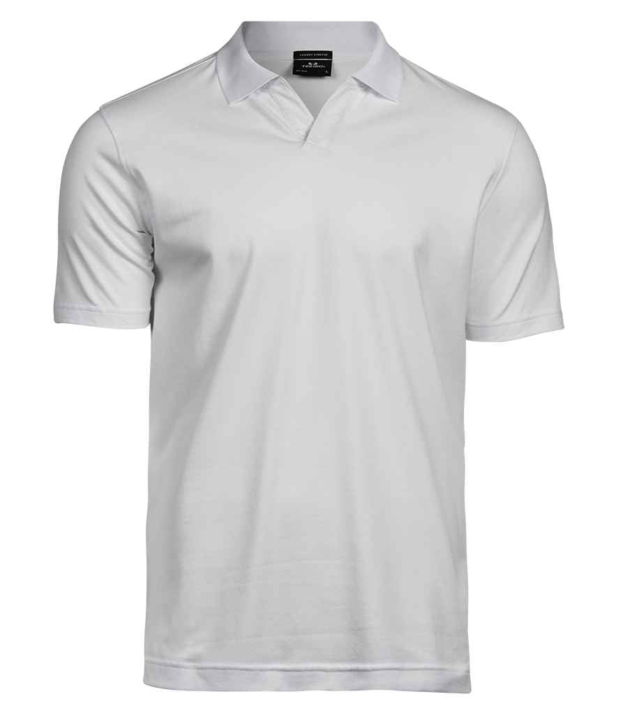 Tee Jays Luxury Stretch V Neck Polo Shirt | White - Lancashire Teamwear