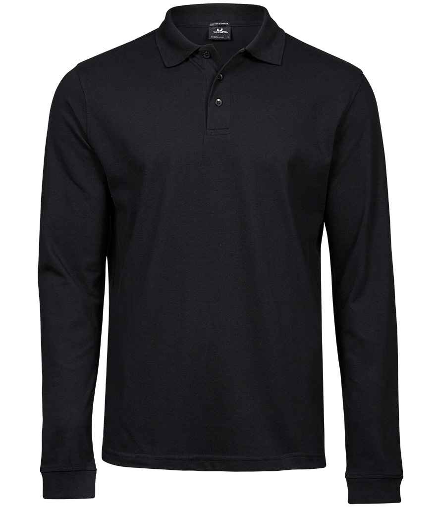 Tee Jays Luxury Stretch Long Sleeve Polo Shirt | Black - Lancashire Teamwear