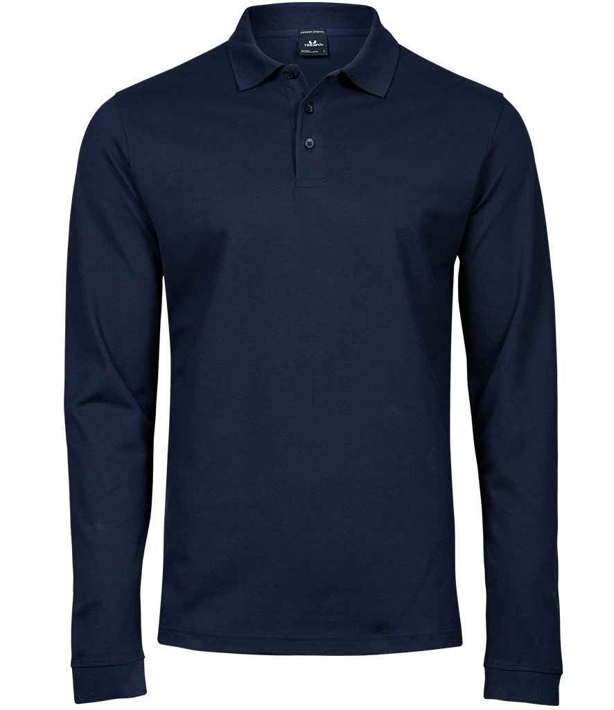 Tee Jays Luxury Stretch Long Sleeve Polo Shirt | Navy - Lancashire Teamwear