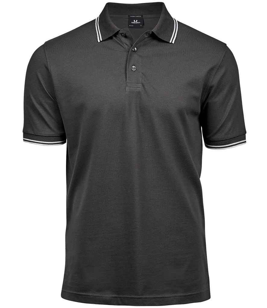 Tee Jays Luxury Stretch Tipped Polo Shirt Dark Grey/White