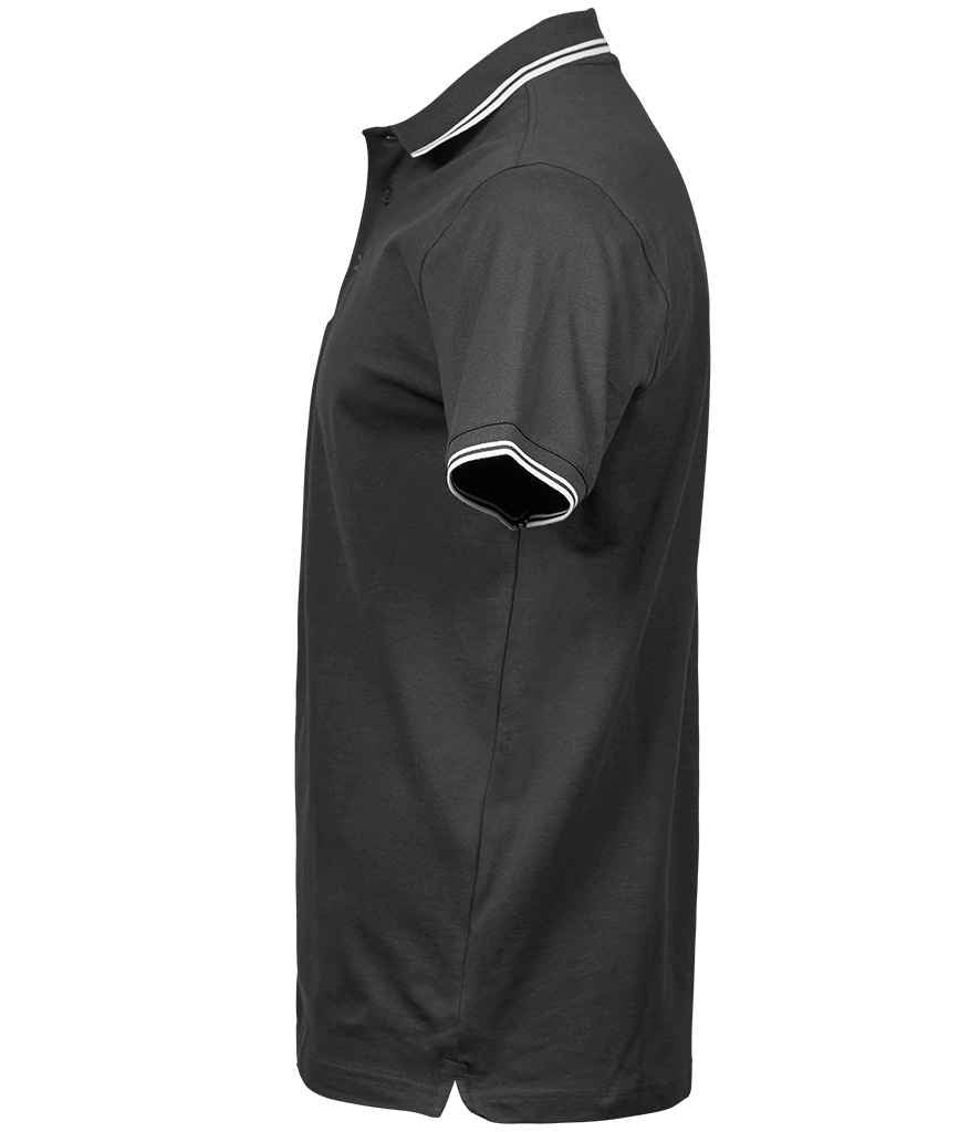 Tee Jays Luxury Stretch Tipped Polo Shirt | Dark Grey/White - Lancashire Teamwear